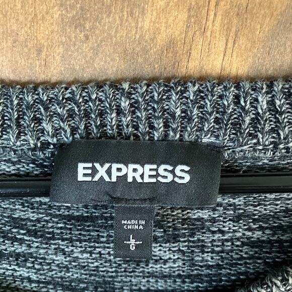 Express Womens Sweater Black Marled Knit Crew Neck Pullover Long Sleeve Large - Picture 6 of 12